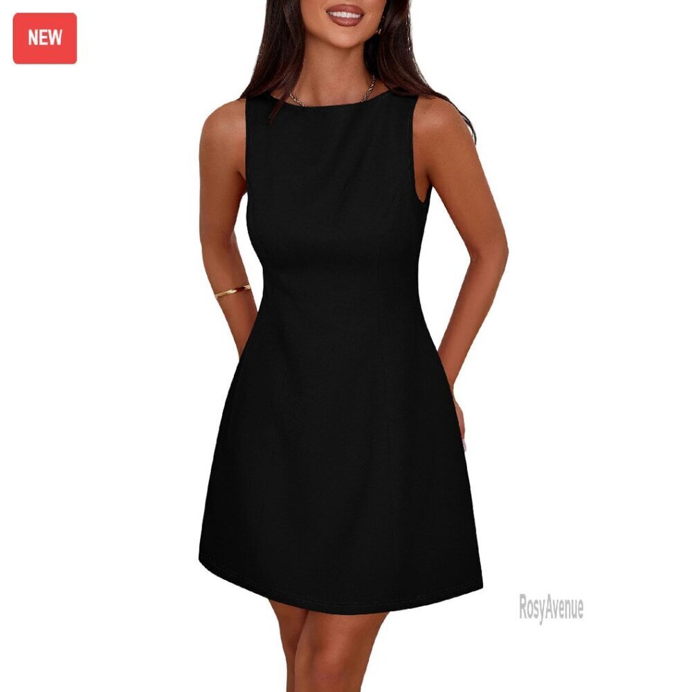 Sleeveless Boat Neck A-Line Mini Cocktail Dress Formal Summer Party